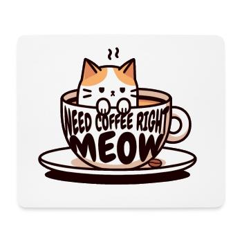 Pause-café ronronnant : minou dans une tasse, chat - Tapis de souris (format paysage) - blanc - Devant