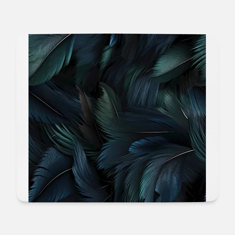 Murmures de plumes bleues - Tapis de souris (format paysage) - blanc