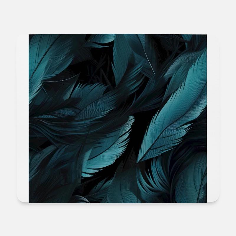 Murmures de plumes bleues - Tapis de souris (format paysage) - blanc