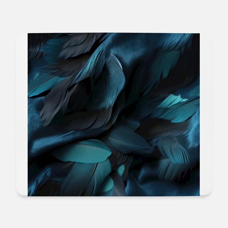 Murmures de plumes bleues - Tapis de souris (format paysage) - blanc