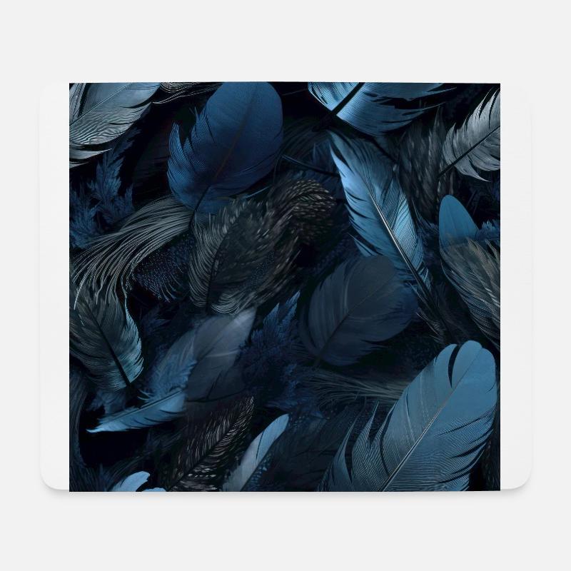 Murmures de plumes bleues - Tapis de souris (format paysage) - blanc