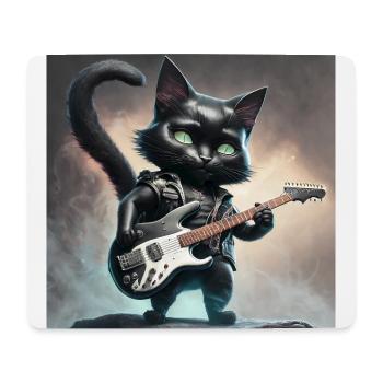 Rocker Guitar Glitter Cat: Cute & Rebellious - Mouse Pad (horizontal) - white - Front