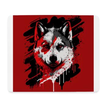 Chien Husky - Tapis de souris (format paysage) - blanc - Devant