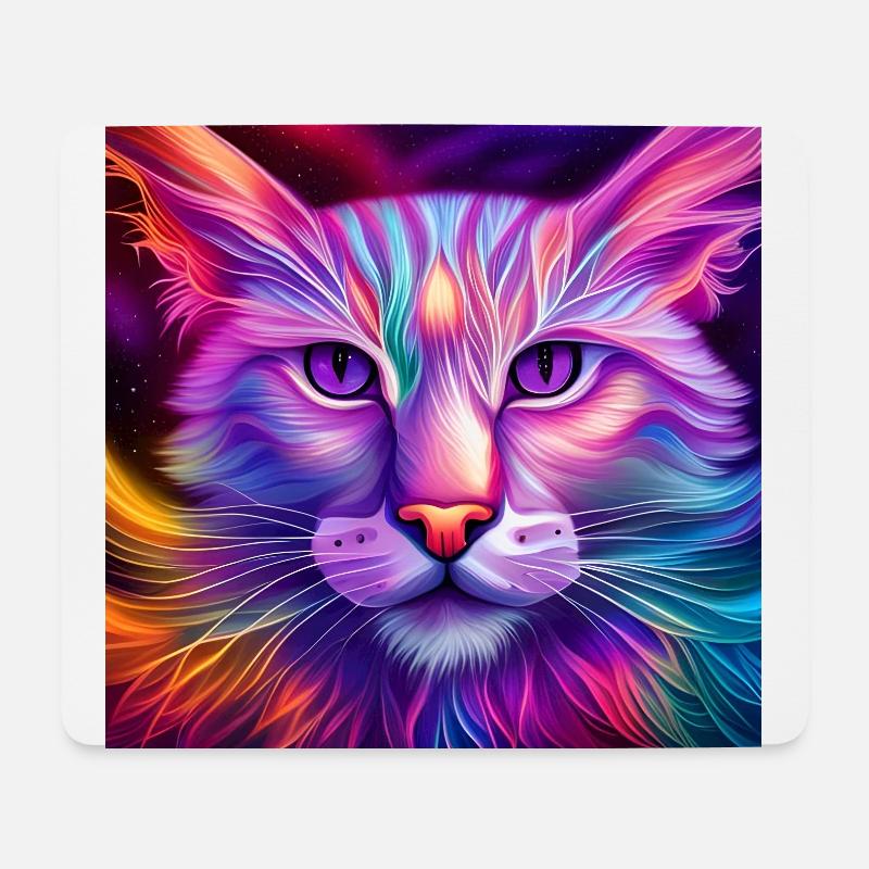 Katze in Neonfarben - Mousepad (Querformat) - Weiß