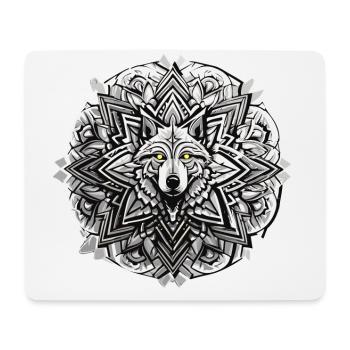 Wolf Mandala Indianer Design - Mousepad (Querformat) - Weiß - Vorne