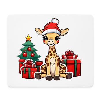 Cute baby giraffe with santa hat - Mouse Pad (horizontal) - white - Front
