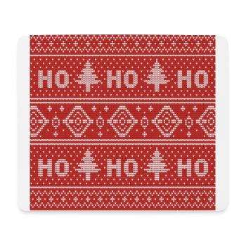 HO HO HO Red Ugly Sweater Christmas FlyingReindeer - Mouse Pad (horizontal) - white - Front