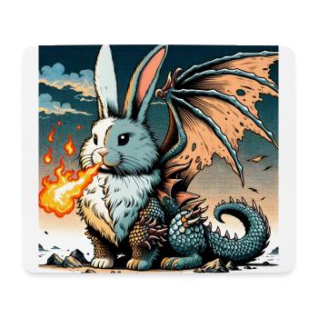 Dragon lapin cracheur de feu #01 - Tapis de souris (format paysage) - blanc - Devant