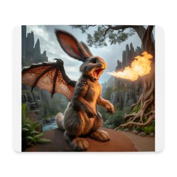 Feuerspeiender Hase Drache #17 - Mousepad (Querformat) - Weiß - Vorne