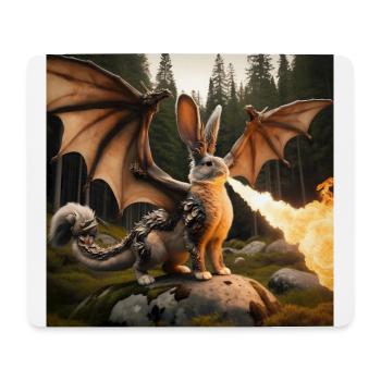 Feuerspeiender Hase Drache #16 - Mousepad (Querformat) - Weiß - Vorne