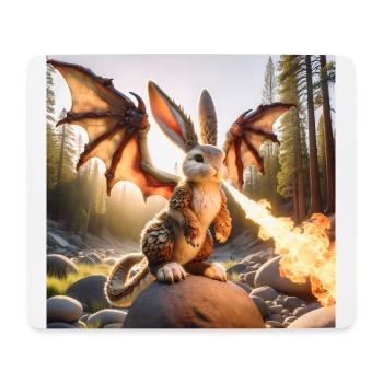 Feuerspeiender Hase Drache #12 - Mousepad (Querformat) - Weiß - Vorne