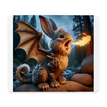 Feuerspeiender Hase Drache #18 - Mousepad (Querformat) - Weiß - Vorne