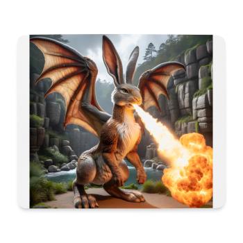 Feuerspeiender Hase Drache #09 - Mousepad (Querformat) - Weiß - Vorne