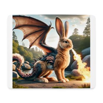 Feuerspeiender Hase Drache #07 - Mousepad (Querformat) - Weiß - Vorne