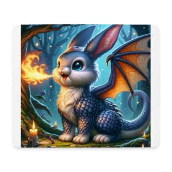 Feuerspeiender Hase Drache #02 - Mousepad (Querformat) - Weiß - Vorne