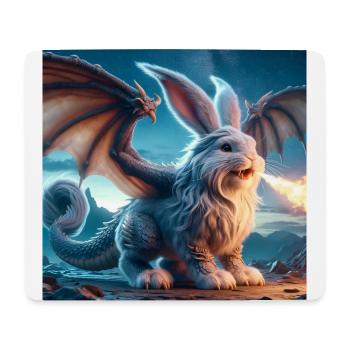 Feuerspeiender Hase Drache #04 - Mousepad (Querformat) - Weiß - Vorne