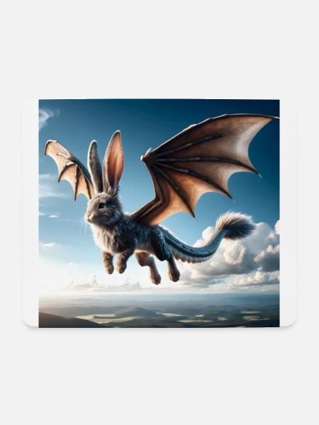 Fliegender Hase Drache #01 - Mousepad (Querformat) - Weiß