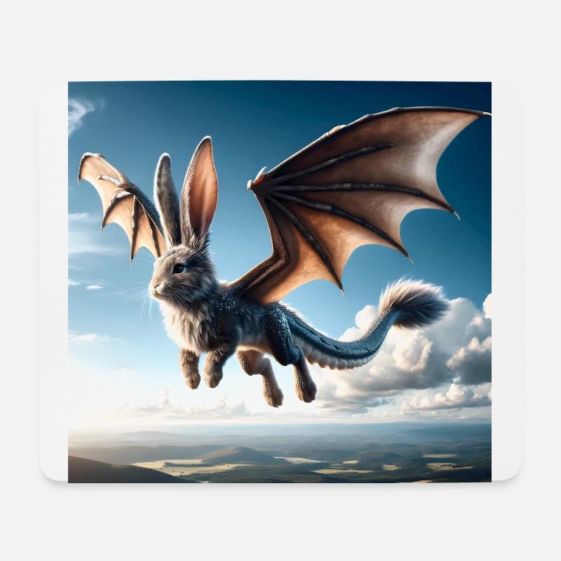 Flying Bunny Dragon #01 - Mouse Pad (horizontal) - white