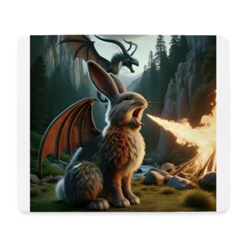 Feuerspeiender Hase Drache #21 - Mousepad (Querformat) - Weiß - Vorne