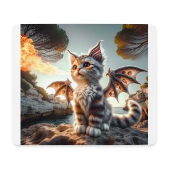 Feuerspeiendes Kätzchen Drache #01 - Mousepad (Querformat) - Weiß - Vorne