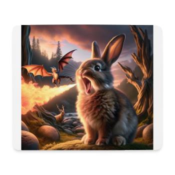Feuerspeiender Hase Drache #26 - Mousepad (Querformat) - Weiß - Vorne