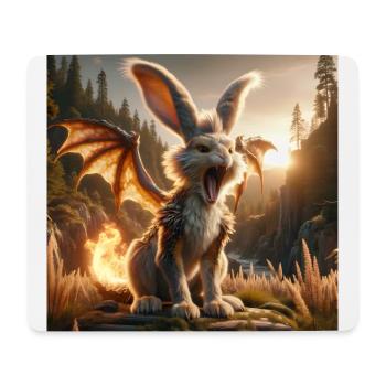 Feuerspeiender Hase Drache #24 - Mousepad (Querformat) - Weiß - Vorne