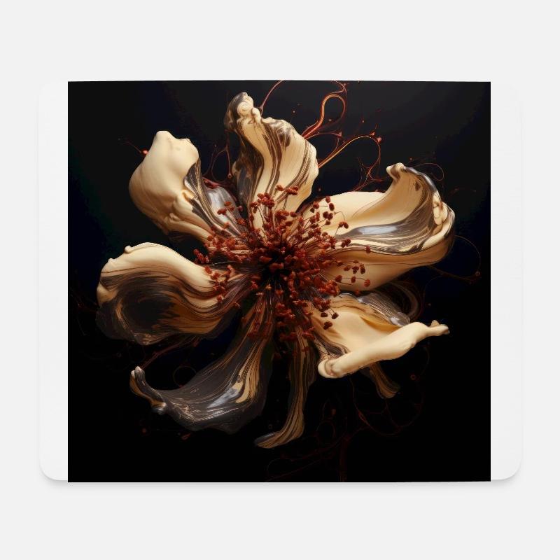 Luxury Glamorous Flower Fluid Abstract - Mousepad (Querformat) - Weiß