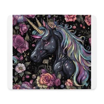 Conception de licorne noire - Tapis de souris (format paysage) - blanc - Devant