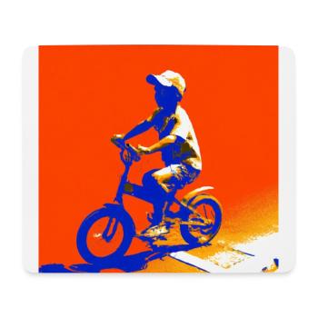 Kinderradfahrer auf dem Fahrrad - Mousepad (Querformat) - Weiß - Vorne