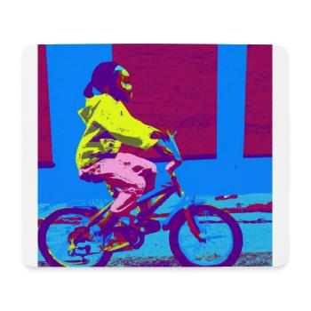 Kinderfahrrad blau, lila, gelb, pink - Mousepad (Querformat) - Weiß - Vorne