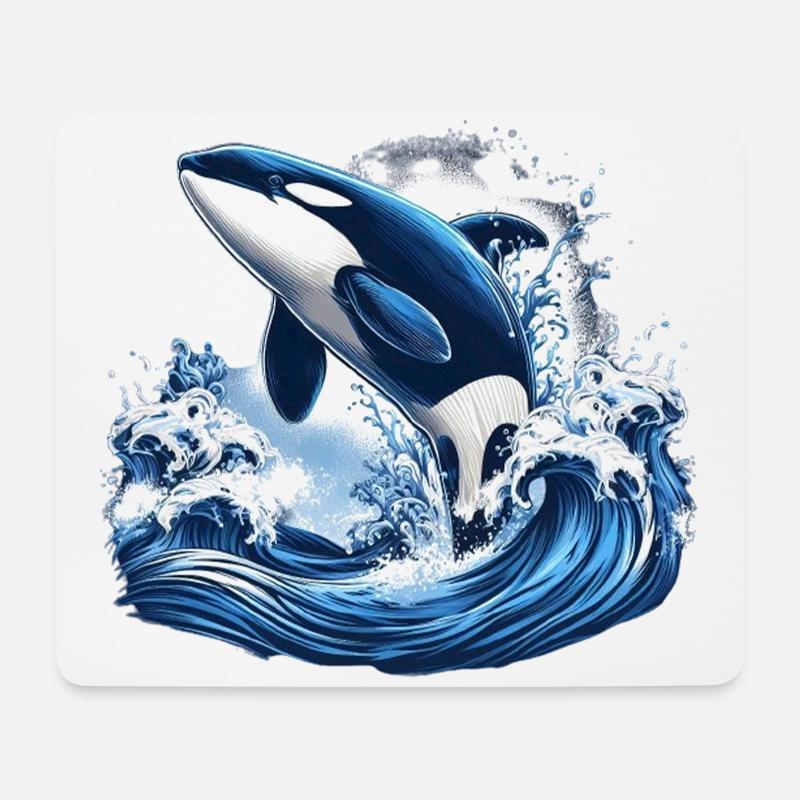 Blauer Orca - Mousepad (Querformat) - Weiß