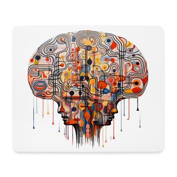 Cerveau artistique coloré - TDAH, autisme - Tapis de souris (format paysage) - blanc - Devant