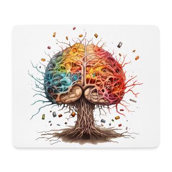 Cerveau astucieux coloré comme un arbre - TDAH Autisme - Tapis de souris (format paysage) - blanc - Devant