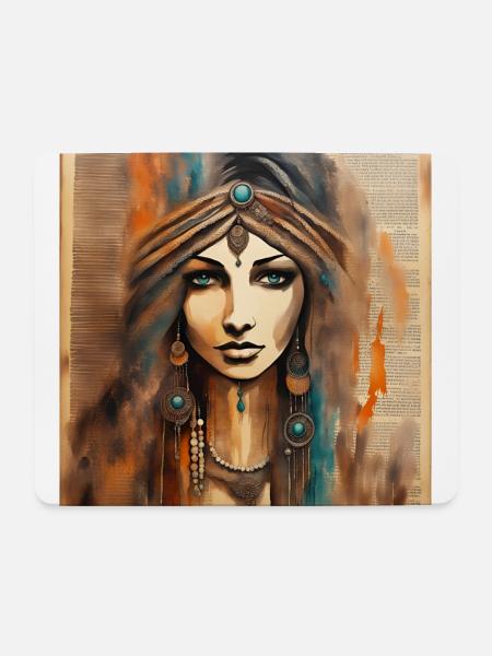 bohemian woman - Mouse Pad (horizontal) - white