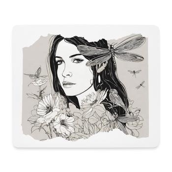 Mädchen mit Libelle im Haar - Mousepad (Querformat) - Weiß - Vorne