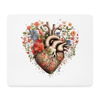 Herz mit Blumen - Mousepad (Querformat) - Weiß - Vorne