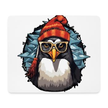 Cooler Santa Weihnachts Pinguin mit Mütze - Mousepad (Querformat) - Weiß - Vorne