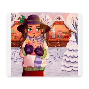 Illustration du marché de Noël - Tapis de souris (format paysage) - blanc - Devant