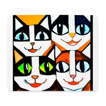 Visage de chat géométrique drôle avec de grands yeux - Tapis de souris (format paysage) - blanc - Devant