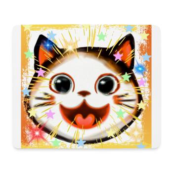 Niedliches lustiges Kätzchengesicht im Anime, Kawaii-Stil - Mousepad (Querformat) - Weiß - Vorne