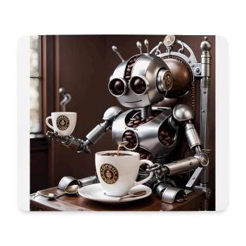 Coffee Bean Robot - Mouse Pad (horizontal) - white - Front