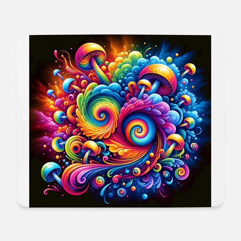 Mushrooms - psychedelic art - Mousepad (Querformat) - Weiß