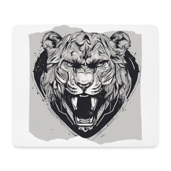 Roaring Majesty Löwengesicht zeigt Zähne - Mousepad (Querformat) - Weiß - Vorne