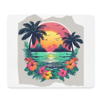 Tropical Paradise Escape Palm Trees Sunset Sunrise - Mouse Pad (horizontal) - white - Front