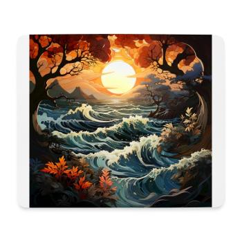 Late autumn ocean sunset - Mouse Pad (horizontal) - white - Front