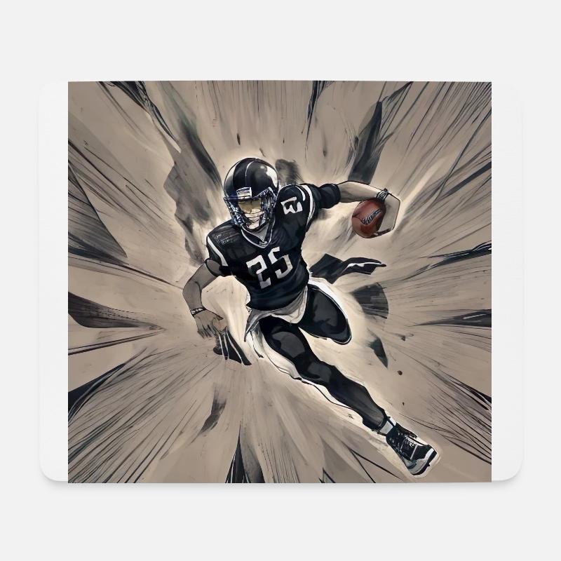 American Football Quarterback Running Ball - Mousepad (Querformat) - Weiß