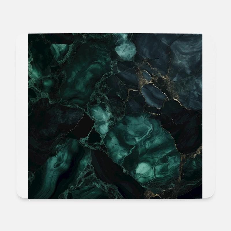 Grünschwarzer Marmor - Mousepad (Querformat) - Weiß