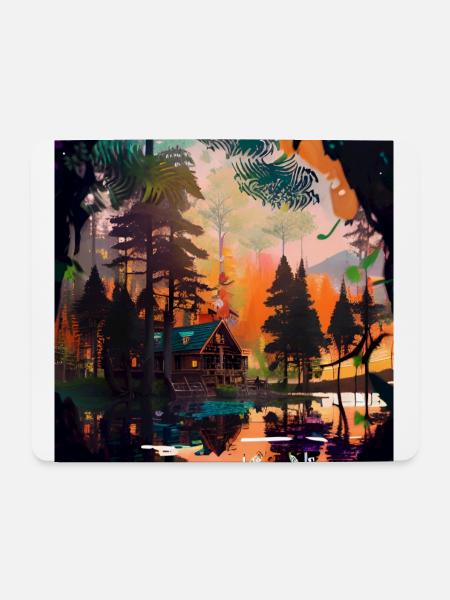Häuschen im Wald - Mousepad (Querformat) - Weiß