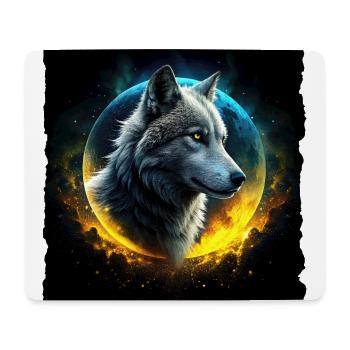 Wolf vor leuchtendem Mond - Mousepad (Querformat) - Weiß - Vorne