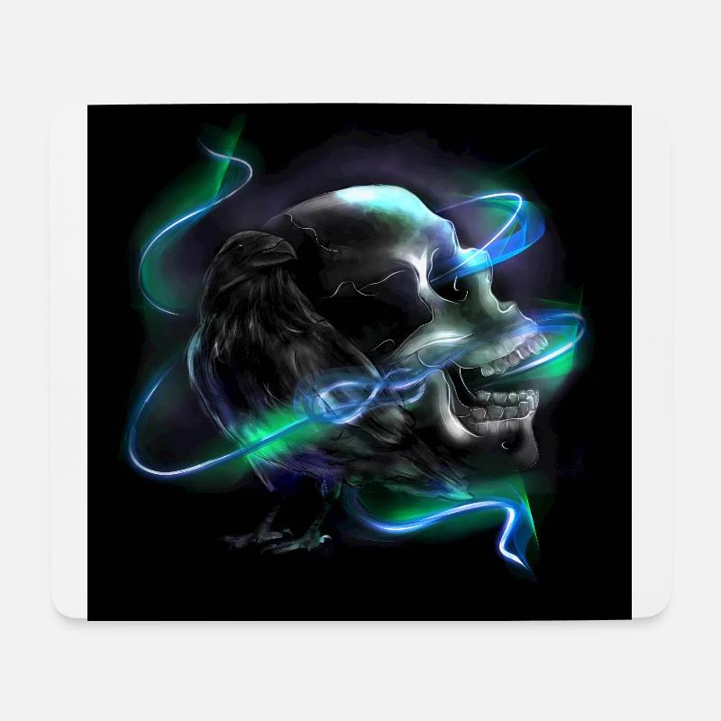 Der Schädel flüstert zum Raben: Nimmermehr! - Mousepad (Querformat) - Weiß